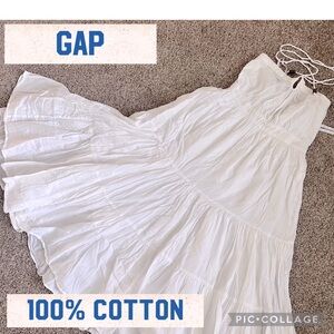 GAP White Strapless Dress Women Size 0 100% Cotton Casual Spring Summer Earthday